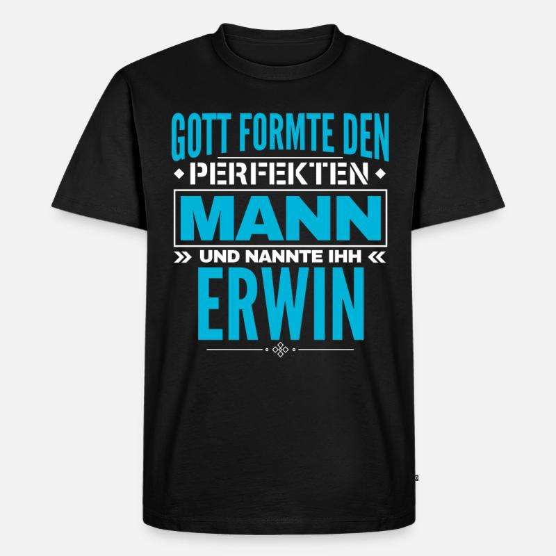 Erwin Name Design - Männer Premium Bio T-Shirt - Schwarz
