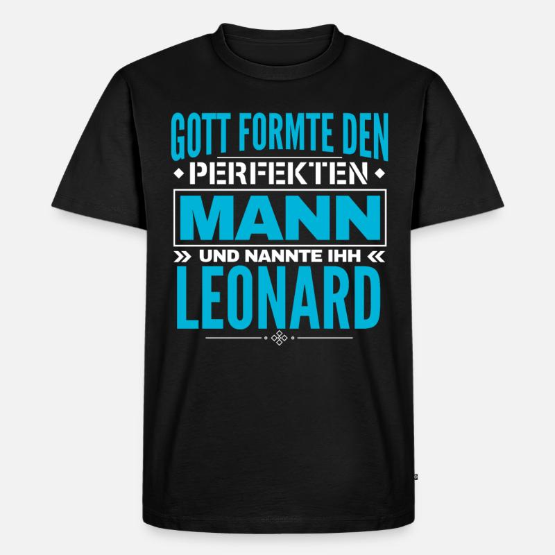 Leonard Name Design - Männer Premium Bio T-Shirt - Schwarz