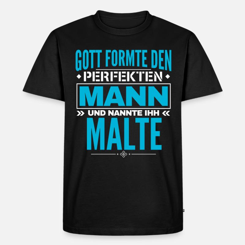 Malte Name Design - Männer Premium Bio T-Shirt - Schwarz