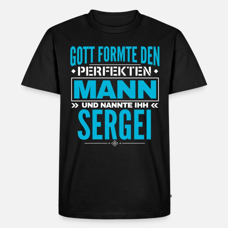 Sergei Name Design - Männer Premium Bio T-Shirt - Schwarz