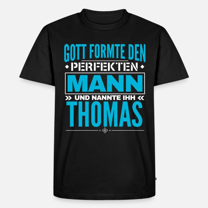 Thomas Name Design - Männer Premium Bio T-Shirt - Schwarz