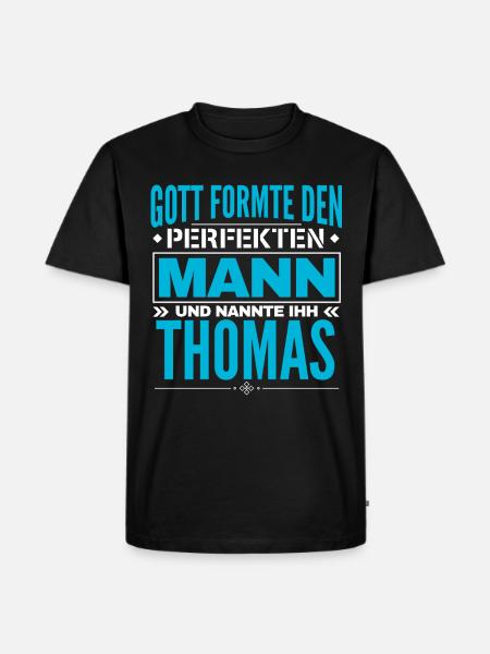 Thomas Name Design - Männer Premium Bio T-Shirt - Schwarz