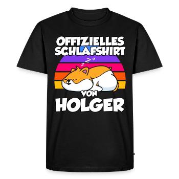 Official Sleep Shirt by Holger - Men's Premium Organic T-Shirt - black - Front - Nico (187cm)