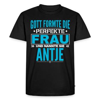 Antje Name Design - Men's Premium Organic T-Shirt - black - Front - Nico (187cm)