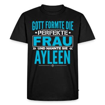Ayleen Name Design - Men's Premium Organic T-Shirt - black - Front - Nico (187cm)