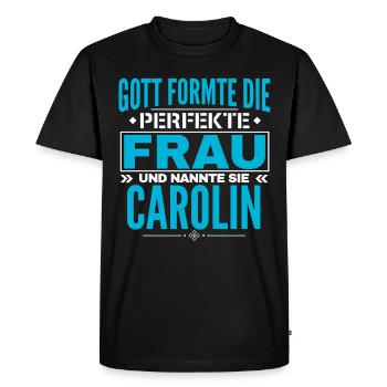 Carolin Name Design - Men's Premium Organic T-Shirt - black - Front - Nico (187cm)
