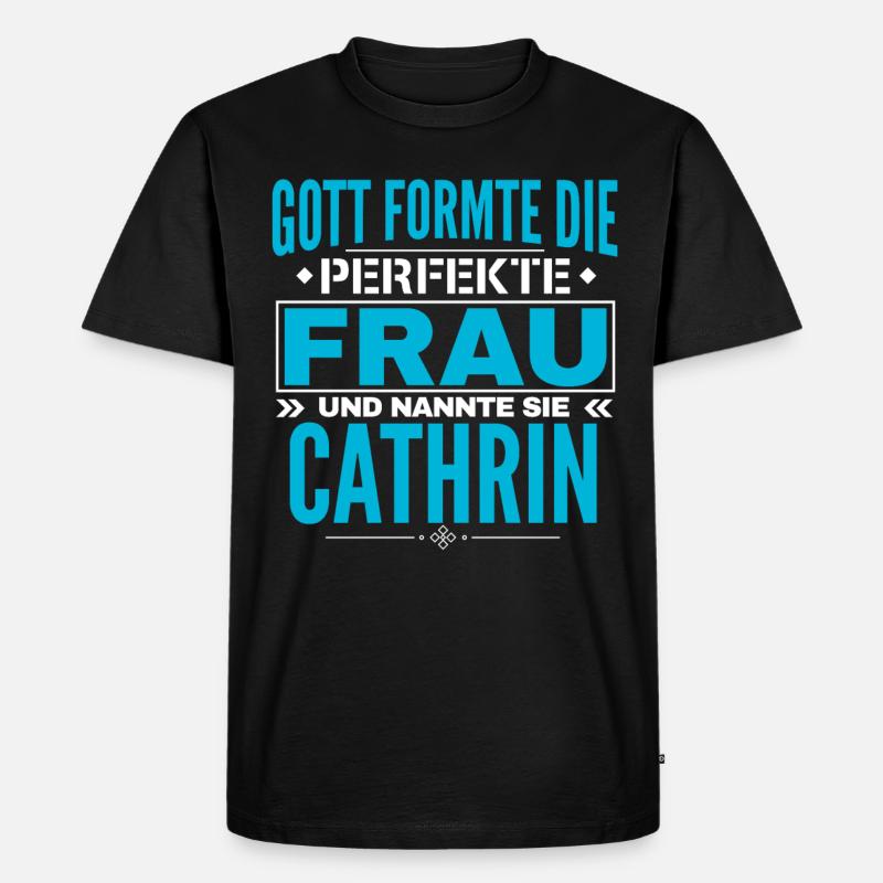 Cathrin Name Design - Männer Premium Bio T-Shirt - Schwarz