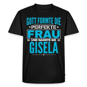 Gisela Name Design - Männer Premium Bio T-Shirt - Schwarz - Vorne - Nico (187cm)