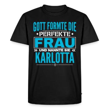 Karlotta Name Design - Men's Premium Organic T-Shirt - black - Front - Nico (187cm)