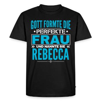 Rebecca Name Design - Men's Premium Organic T-Shirt - black - Front - Nico (187cm)