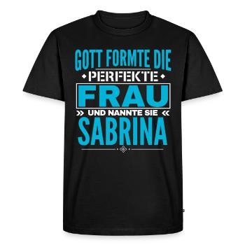 Conception du nom Sabrina - T-shirt Premium bio Homme - noir - Devant - Nico (187cm)