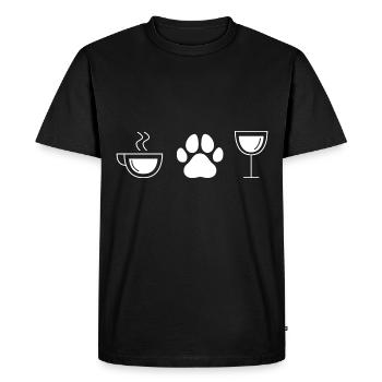 Vin de café et chien - (2) - T-shirt Premium bio Homme - noir - Devant - Nico (187cm)