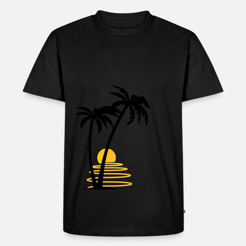 Palmiers avec soleil - T-shirt Premium bio Homme - noir