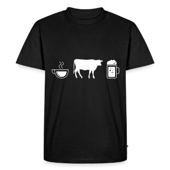 Coffee beer and cow - - Men's Premium Organic T-Shirt - black - Front - Nico (187cm)