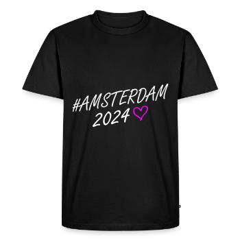Amsterdam 2024 Heart Trip - Men's Premium Organic T-Shirt - black - Front - Nico (187cm)