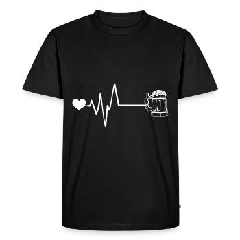 verre à bière chope à bière pulsation battement de cœur - T-shirt Premium bio Homme - noir - Devant - Nico (187cm)