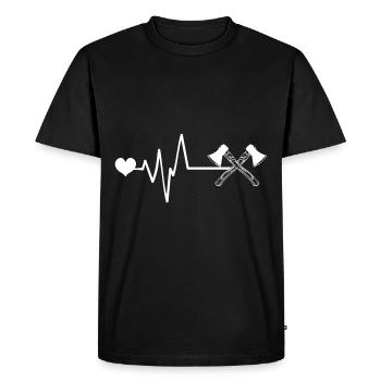 Axe Pulse Battement de cœur - T-shirt Premium bio Homme - noir - Devant - Nico (187cm)