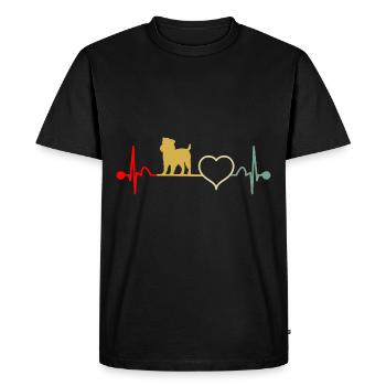 Griffon nain belge Heartbeat Retro - T-shirt Premium bio Homme - noir - Devant - Nico (187cm)