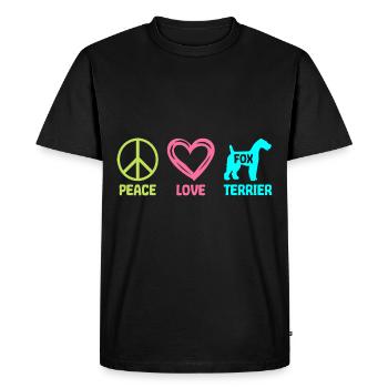Fox Terrier Chien Paix Amour AmourEux Cadeau - T-shirt Premium bio Homme - noir - Devant - Nico (187cm)