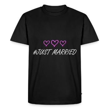 Just Married Wedding Hearts - Men's Premium Organic T-Shirt - black - Front - Nico (187cm)