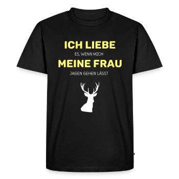 Hunt hunter hunting funny saying deer forest - Men's Premium Organic T-Shirt - black - Front - Nico (187cm)