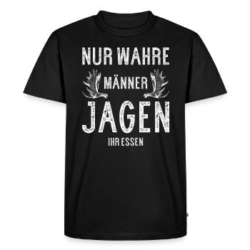 Chasse chasseur chassé chassé cadeau de cerf Weidmann sauvage - T-shirt Premium bio Homme - noir - Devant - Nico (187cm)