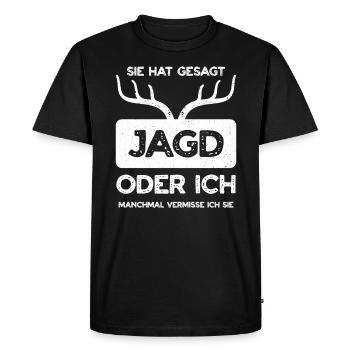 Chasseur Chasse Chasse Driven Chasse Chien Cadeau - T-shirt Premium bio Homme - noir - Devant - Nico (187cm)