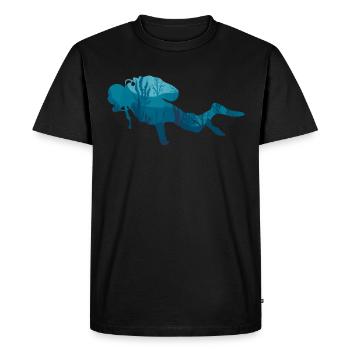 Diver diving silhouette gas bottle fins - Men's Premium Organic T-Shirt - black - Front - Nico (187cm)