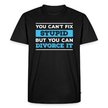 Citation drôle de divorce épouse mari divorcé - T-shirt Premium bio Homme - noir - Devant - Nico (187cm)