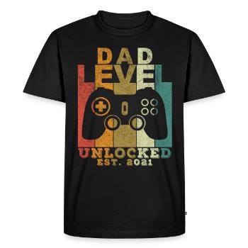 Dad level unlocked Pregnancy Announcement 2021 - T-shirt Premium bio Homme - noir - Devant - Nico (187cm)