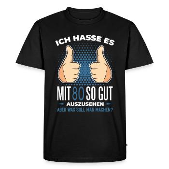 80. Geburtstag - 80 Jahre - Männer Premium Bio T-Shirt - Schwarz - Vorne - Nico (187cm)
