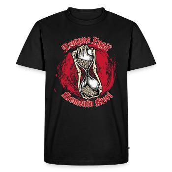 Hourglass with skulls - Tempus Fugit Memento Mori - Men's Premium Organic T-Shirt - black - Front - Nico (187cm)
