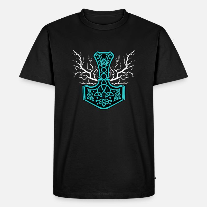 Il martello di Thor con un fulmine - Mjölnir - Maglietta ecologica premium da uomo - nero