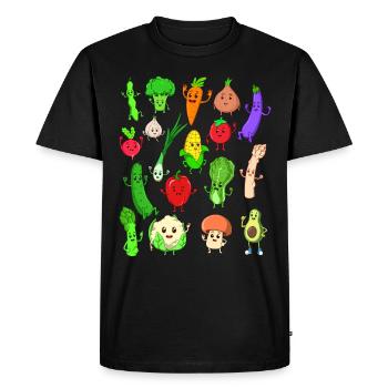 BD Kawaii Légumes - T-shirt Premium bio Homme - noir - Devant - Nico (187cm)