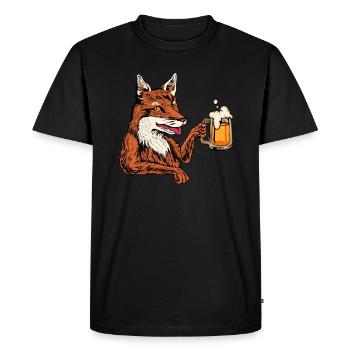 Cheers - Fox drinks beer - Beer festival - Men's Premium Organic T-Shirt - black - Front - Nico (187cm)