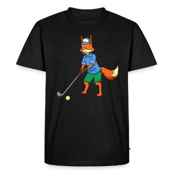 Comic Fuchs plays golf - Golfer - Men's Premium Organic T-Shirt - black - Front - Nico (187cm)