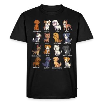 Various Kawaii Cartoon Dogs - Dog Breeds - Men's Premium Organic T-Shirt - black - Front - Nico (187cm)