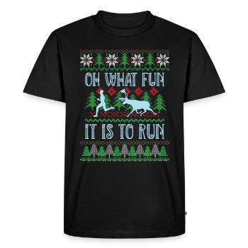 Oh quel plaisir c’est de courir - pull moche courir 5k - T-shirt Premium bio Homme - noir - Devant - Nico (187cm)
