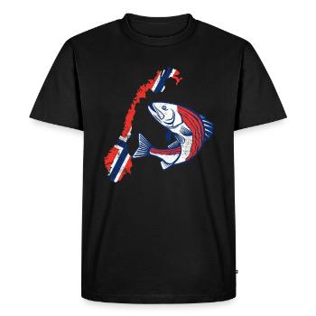 Voyage de pêche Pêche en Norvège - T-shirt Premium bio Homme - noir - Devant - Nico (187cm)