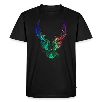 Colorful deer head - Men's Premium Organic T-Shirt - black - Front - Nico (187cm)
