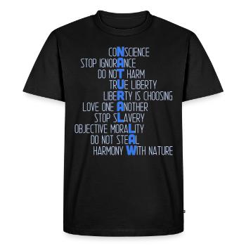 Natural Law Morality Stop Ignorance Freedom Gift - Men's Premium Organic T-Shirt - black - Front - Nico (187cm)