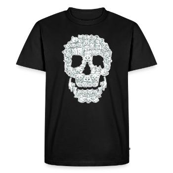 Crâne chat chats crâne - T-shirt Premium bio Homme - noir - Devant - Nico (187cm)