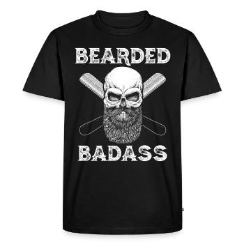Barbu crâne barbe rasoir barbier - T-shirt Premium bio Homme - noir - Devant - Nico (187cm)