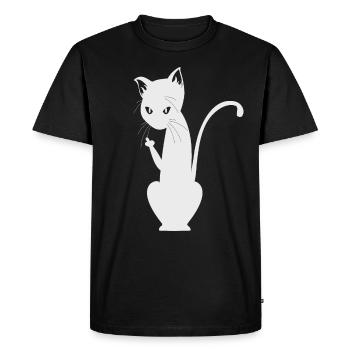 Doigt du milieu du chat - cadeau chaton chaton mignon - T-shirt Premium bio Homme - noir - Devant - Nico (187cm)