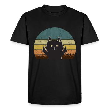 Cat middle finger kitten vintage retro gift - Men's Premium Organic T-Shirt - black - Front - Nico (187cm)