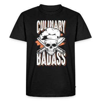 Chef de cuisine crâne culinaire - T-shirt Premium bio Homme - noir - Devant - Nico (187cm)