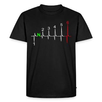 Heartbeat moto EKG line gear shift 6 vitesses - T-shirt Premium bio Homme - noir - Devant - Nico (187cm)