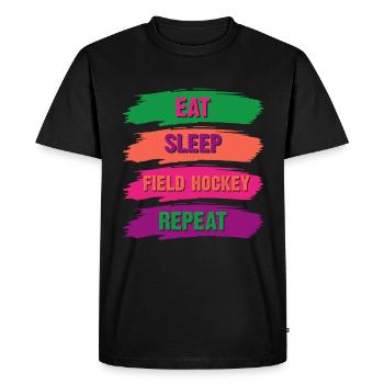Hockey sur gazon mange sommeil drôle - T-shirt Premium bio Homme - noir - Devant - Nico (187cm)