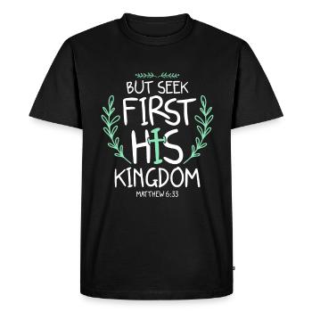 Bible verset Bible Jésus foi - T-shirt Premium bio Homme - noir - Devant - Nico (187cm)