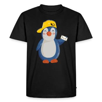Postman Postman Postman Funny Pingu - Men's Premium Organic T-Shirt - black - Front - Nico (187cm)